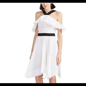 Navy and black peek a boo shoulder Cotten dress